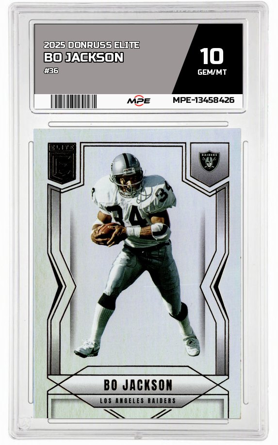 2025 DONRUSS ELITE #36 BO JACKSON MPE 10 GEM/MT — graded card auctioned from the MPE vault