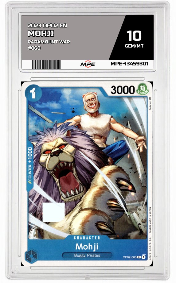 2023 OP02 EN PARAMOUNT WAR #060 MOHJI MPE 10 GEM/MT — graded card auctioned from the MPE vault