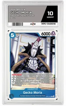 2024 OP07 EN 500 YEARS IN THE FUTURE #042 GECKO MORIA MPE 10 GEM/MT — graded card up for auction