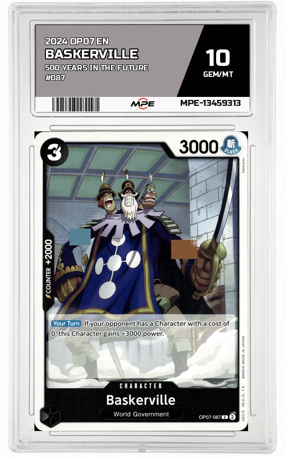 2024 OP07 EN 500 YEARS IN THE FUTURE #087 BASKERVILLE MPE 10 GEM/MT — graded card auctioned from the MPE vault