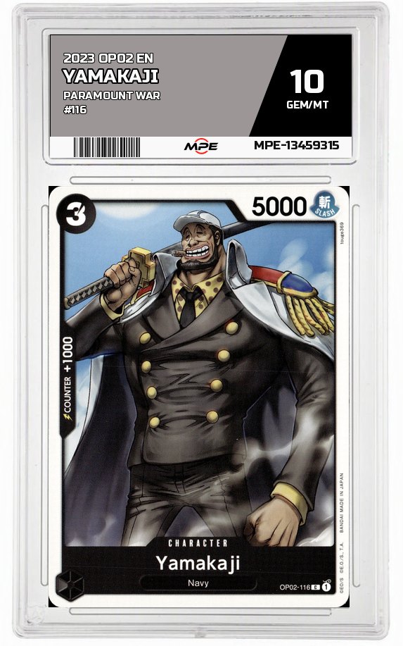 2023 OP02 EN PARAMOUNT WAR #116 YAMAKAJI MPE 10 GEM/MT — graded card auctioned from the MPE vault