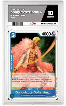 2022 OP01 EN ROMANCE DAWN #073 DONQUIXOTE DOFLAMINGO MPE 10 GEM/MT — graded card up for auction
