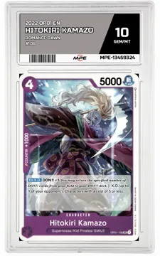 2022 OP01 EN ROMANCE DAWN #108 HITOKIRI KAMAZO MPE 10 GEM/MT — graded card up for auction
