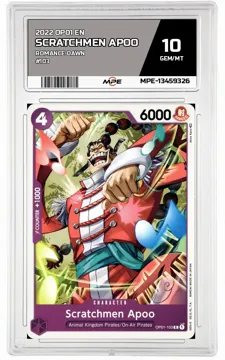 2022 OP01 EN ROMANCE DAWN #103 SCRATCHMEN APOO MPE 10 GEM/MT — graded card up for auction