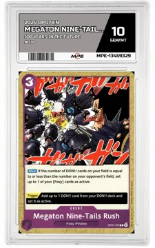 2024 OP07 EN 500 YEARS IN THE FUTURE #078 MEGATON NINE-TAILS RUSH MPE 10 GEM/MT — graded card up for auction