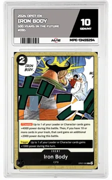 2024 OP07 EN 500 YEARS IN THE FUTURE #095 IRON BODY MPE 10 GEM/MT — graded card up for auction