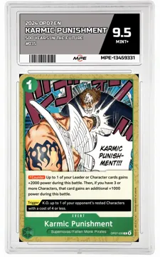 2024 OP07 EN 500 YEARS IN THE FUTURE #035 KARMIC PUNISHMENT MPE 9.5 MINT+ — graded card up for auction