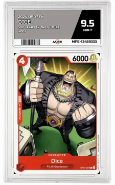 2024 OP07 EN 500 YEARS IN THE FUTURE #007 DICE MPE 9.5 MINT+ — graded card up for auction
