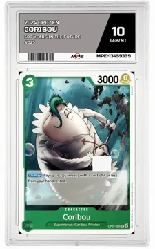 2024 OP07 EN 500 YEARS IN THE FUTURE #025 CORIBOU MPE 10 GEM/MT — graded card up for auction