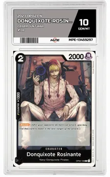 2023 OP02 EN PARAMOUNT WAR #108 DONQUIXOTE ROSINANTE MPE 10 GEM/MT — graded card up for auction