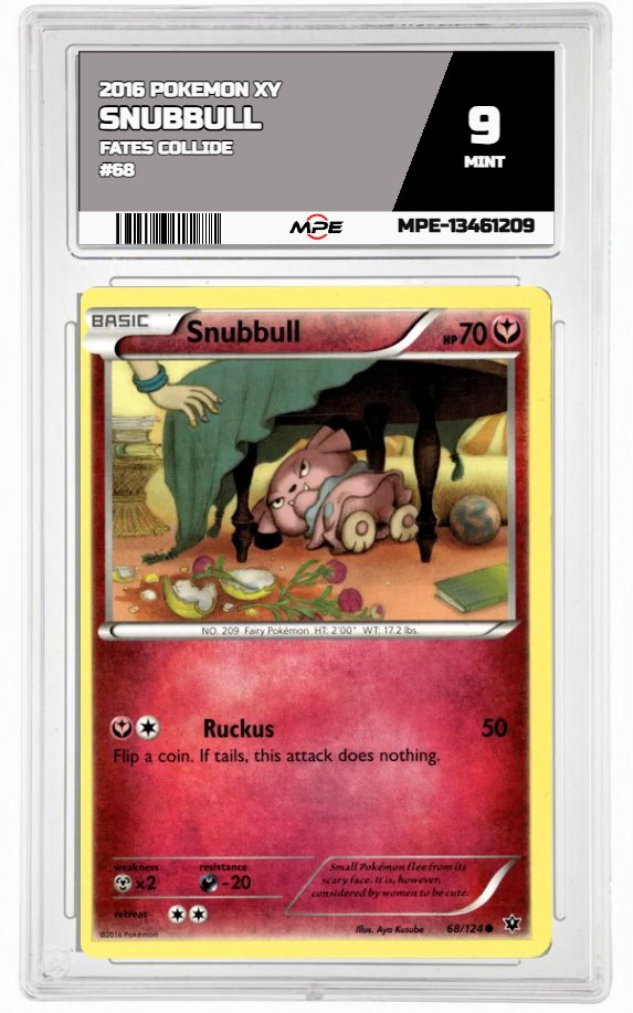 2016 POKEMON XY FATES COLLIDE #68 SNUBBULL MPE 9 MINT — graded card auctioned from the MPE vault