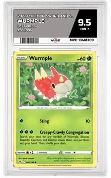 2022 POKEMON SWORD AND SHIELD LOST ORIGIN #006/196 Wurmple MPE 9.5 MINT+ — graded card up for auction