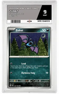 2024 POKEMON SCARLET AND VIOLET SHROUDED FABLE #027/064 Zubat MPE 9 MINT — graded card up for auction