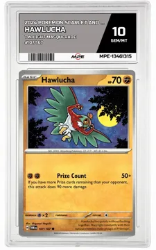 2024 POKEMON SCARLET AND VIOLET TWILIGHT MASQUERADE #107/167 Hawlucha MPE 10 GEM/MT — graded card up for auction