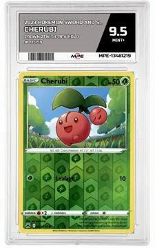 2023 POKEMON SWORD AND SHIELD CROWN ZENITH-REV HOLO #011/159 Cherubi MPE 9.5 MINT+ — graded card up for auction