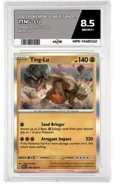 2023 POKEMON SCARLET AND VIOLET PARADOX RIFT-HOLO #109/182 Ting-Lu MPE 8.5 NM/MT+ — graded card up for auction