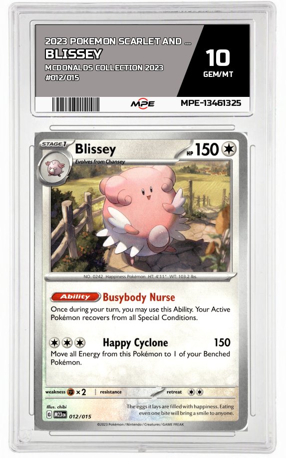 2023 POKEMON SCARLET AND VIOLET MCDONALDS COLLECTION 2023 #012/015 Blissey MPE 10 GEM/MT — graded card auctioned from the MPE vault