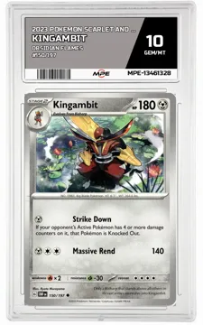 2023 POKEMON SCARLET AND VIOLET OBSIDIAN FLAMES #150/197 Kingambit MPE 10 GEM/MT — graded card up for auction