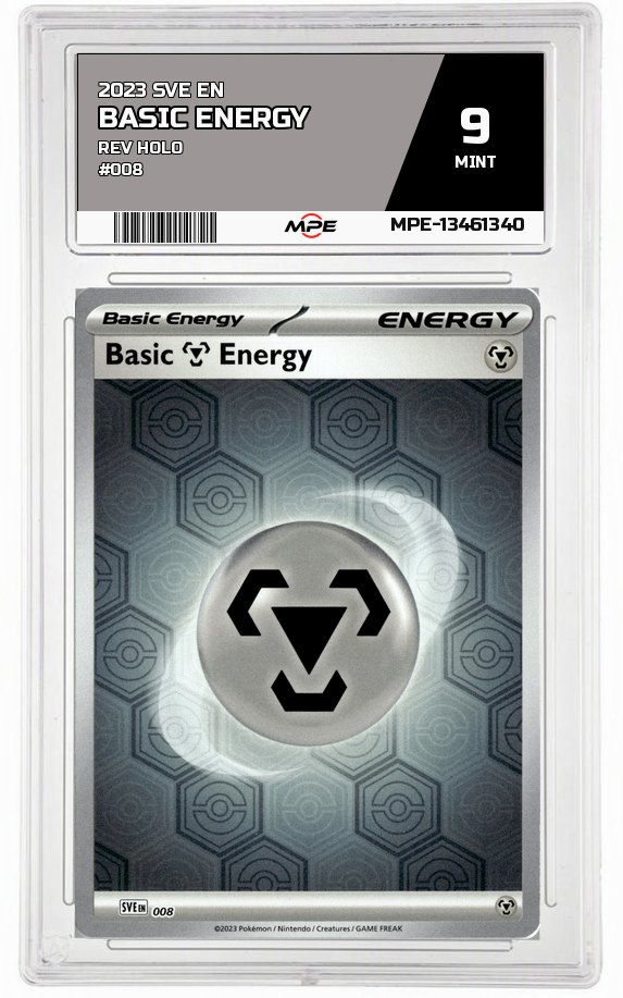 2023 SVE EN REV HOLO #008 BASIC ENERGY MPE 9 MINT — graded card auctioned from the MPE vault