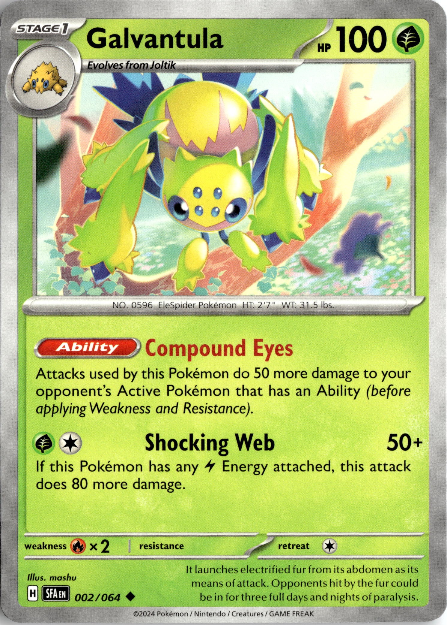 2024 Pokemon Sfa En Galvantula graded slab