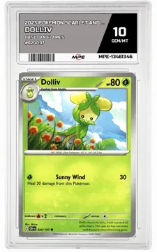 2023 POKEMON SCARLET AND VIOLET OBSIDIAN FLAMES #020/197 Dolliv MPE 10 GEM/MT — graded card up for auction