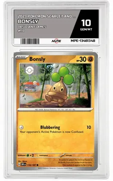 2023 POKEMON SCARLET AND VIOLET OBSIDIAN FLAMES #110 BONSLY MPE 10 GEM/MT — graded card up for auction