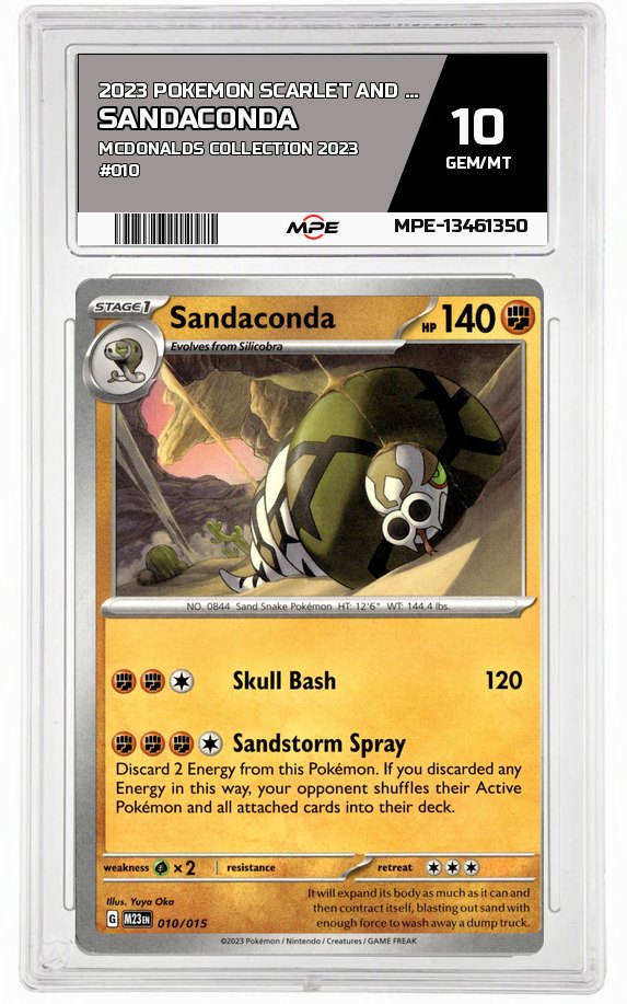 2023 POKEMON SCARLET AND VIOLET MCDONALDS COLLECTION 2023 #010 SANDACONDA MPE 10 GEM/MT — graded card auctioned from the MPE vault