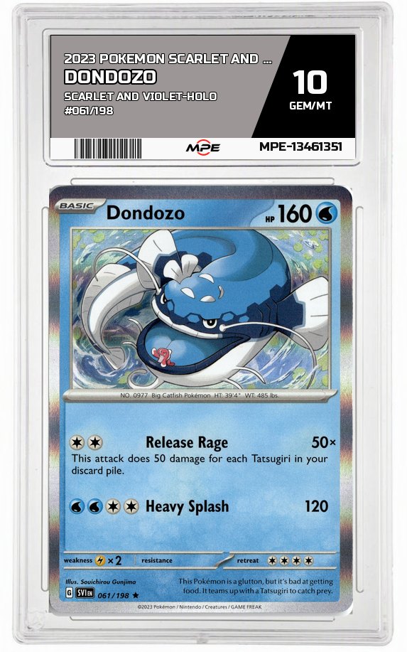 2023 POKEMON SCARLET AND VIOLET SCARLET AND VIOLET-HOLO #061/198 Dondozo MPE 10 GEM/MT — graded card auctioned from the MPE vault