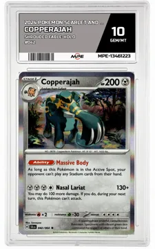 2024 POKEMON SCARLET AND VIOLET SHROUDED FABLE-HOLO #042 COPPERAJAH MPE 10 GEM/MT — graded card up for auction