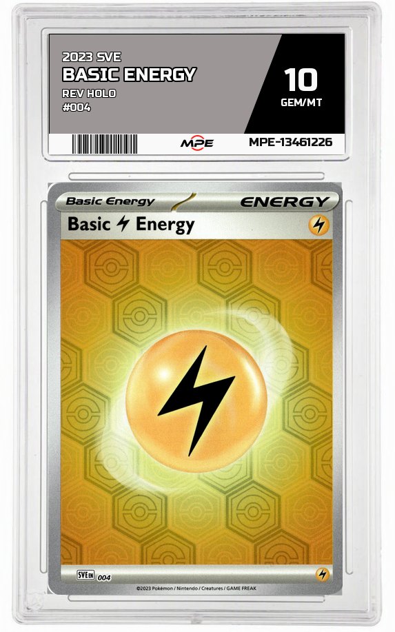 2023 SVE rev holo #004 BASIC ENERGY MPE 10 GEM/MT — graded card auctioned from the MPE vault