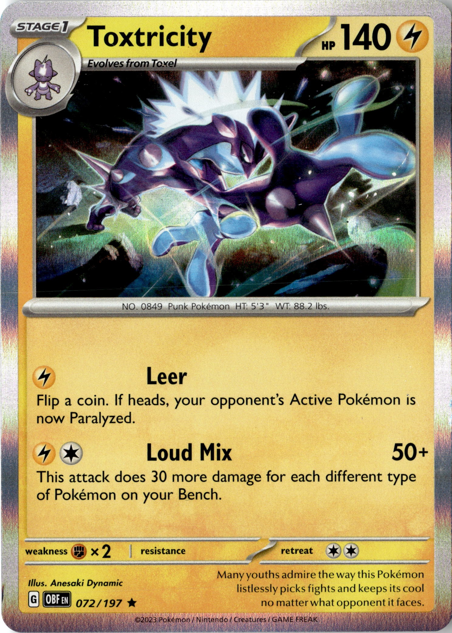 2023 Pokemon Scarlet And Violet Toxtricity graded slab