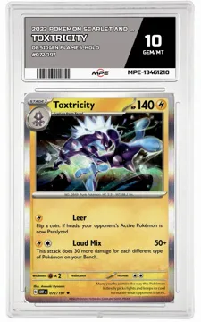 2023 POKEMON SCARLET AND VIOLET OBSIDIAN FLAMES-HOLO #072/197 Toxtricity MPE 10 GEM/MT — graded card up for auction