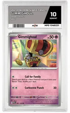2023 POKEMON SCARLET AND VIOLET PARADOX RIFT #087 Gimmighoul MPE 10 GEM/MT — graded card up for auction