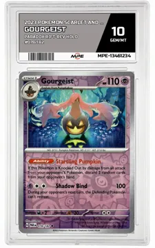 2023 POKEMON SCARLET AND VIOLET PARADOX RIFT-REV HOLO #078/182 Gourgeist MPE 10 GEM/MT — graded card up for auction