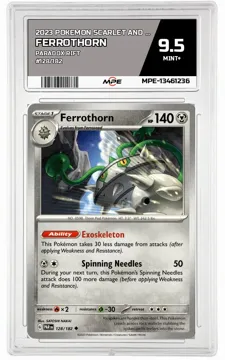 2023 POKEMON SCARLET AND VIOLET PARADOX RIFT #128/182 Ferrothorn MPE 9.5 MINT+ — graded card up for auction