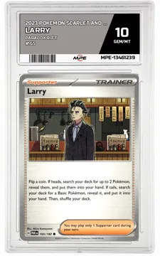 2023 POKEMON SCARLET AND VIOLET PARADOX RIFT #165 LARRY MPE 10 GEM/MT — graded card up for auction