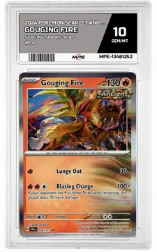 2024 POKEMON SCARLET AND VIOLET SURGING SPARKS-HOLO #038 Gouging Fire MPE 10 GEM/MT — graded card up for auction