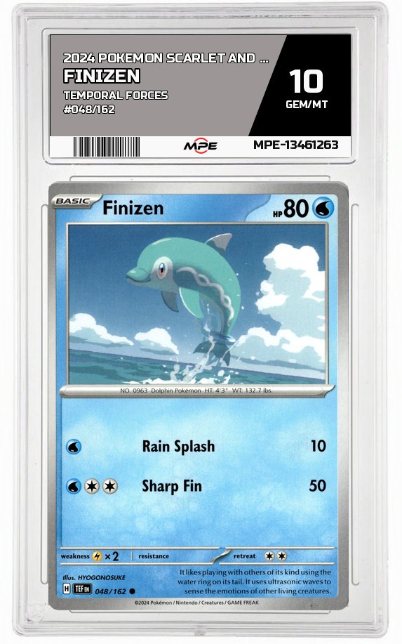 2024 POKEMON SCARLET AND VIOLET TEMPORAL FORCES #048/162 Finizen MPE 10 GEM/MT — graded card auctioned from the MPE vault