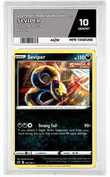 2021 POKEMON SWORD AND SHIELD CHILLING REIGN #102/198 Seviper MPE 10 GEM/MT — graded card up for auction