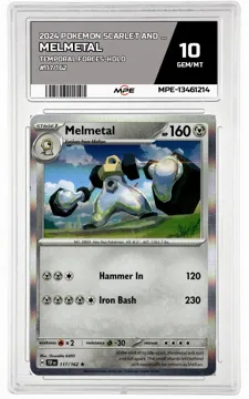 2024 POKEMON SCARLET AND VIOLET TEMPORAL FORCES-HOLO #117/162 Melmetal MPE 10 GEM/MT — graded card up for auction