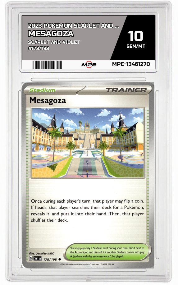2023 POKEMON SCARLET AND VIOLET SCARLET AND VIOLET #178/198 Mesagoza MPE 10 GEM/MT — graded card auctioned from the MPE vault