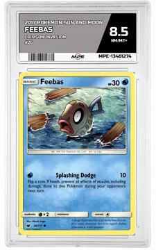 2017 POKEMON SUN AND MOON CRIMSON INVASION #26 FEEBAS MPE 8.5 NM/MT+ — graded card up for auction