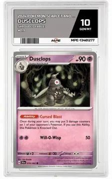 2024 POKEMON SCARLET AND VIOLET SHROUDED FABLE #019 Dusclops MPE 10 GEM/MT — graded card up for auction