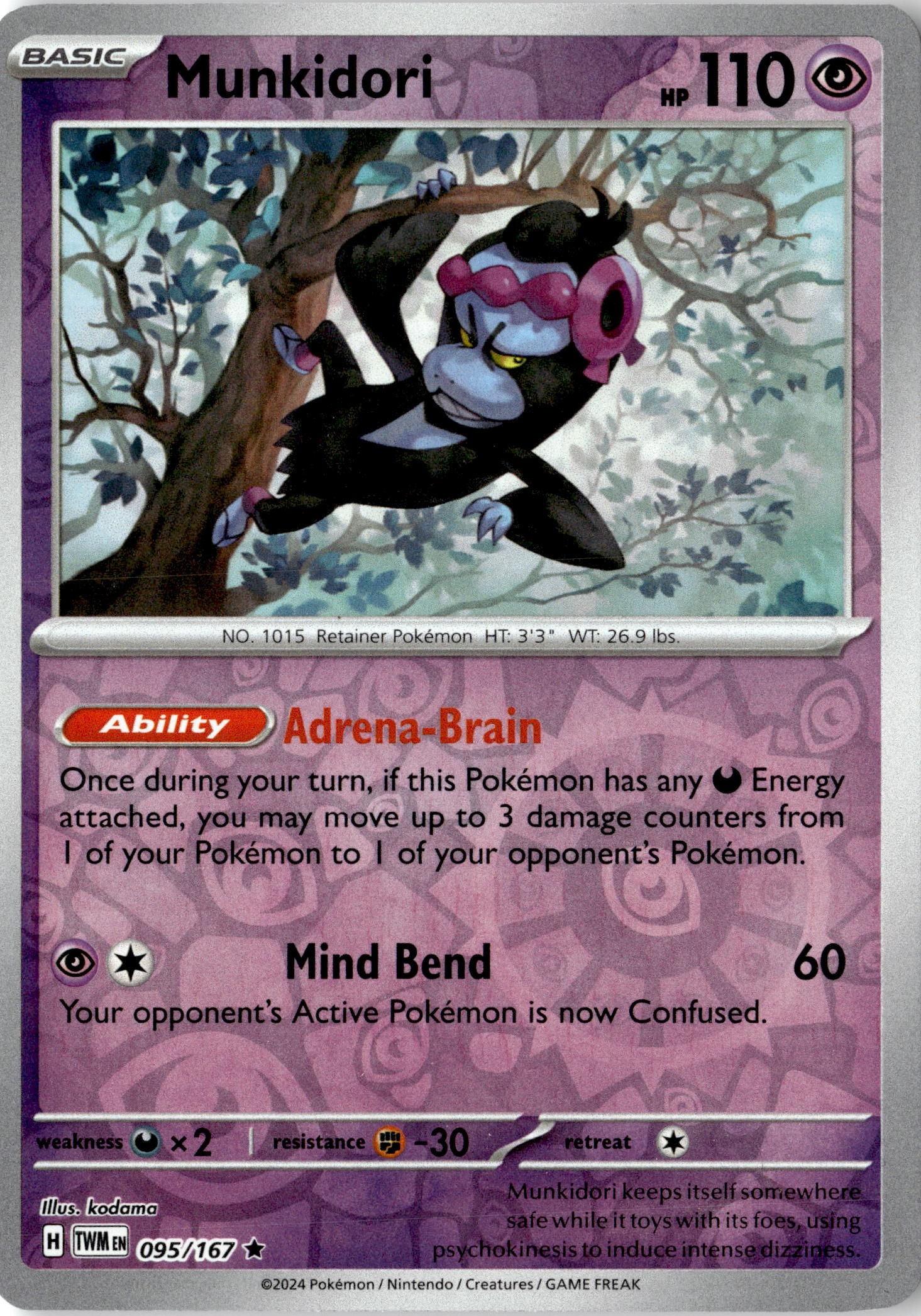 2024 Pokemon Scarlet And Violet Munkidori graded slab