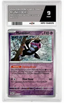 2024 POKEMON SCARLET AND VIOLET TWILIGHT MASQUERADE-REV HOLO #095/167 Munkidori MPE 9 MINT — graded card up for auction