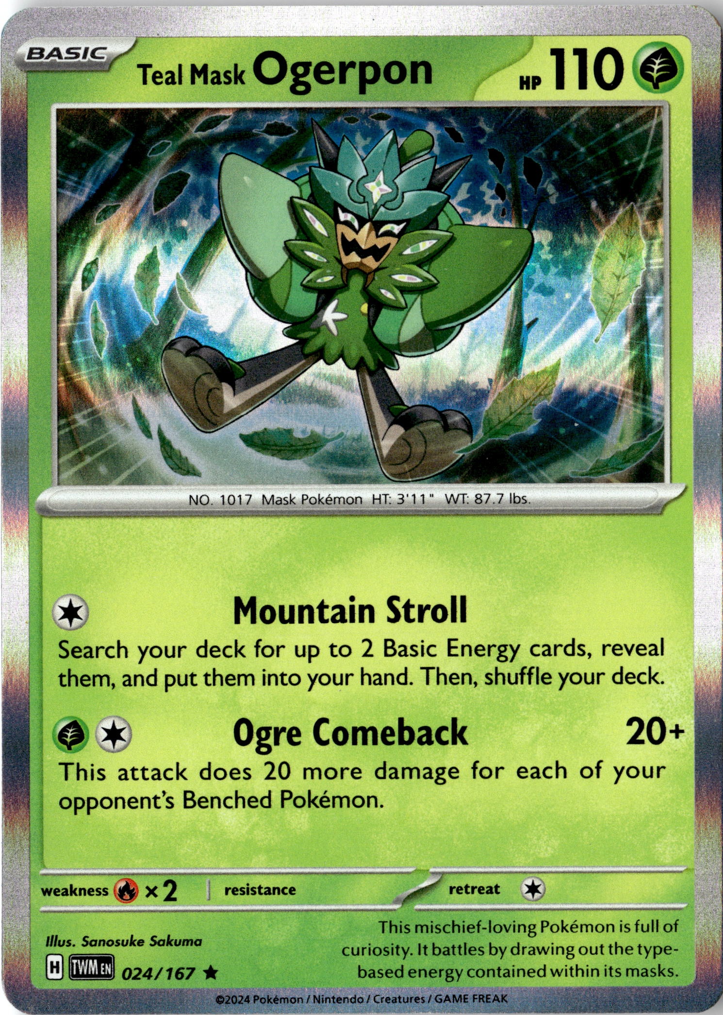 2024 Pokemon Scarlet And Violet Teal Mask Ogerpon graded slab