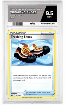 2023 POKEMON SWORD AND SHIELD CROWN ZENITH #145 Trekking Shoes MPE 9.5 MINT+ — graded card up for auction