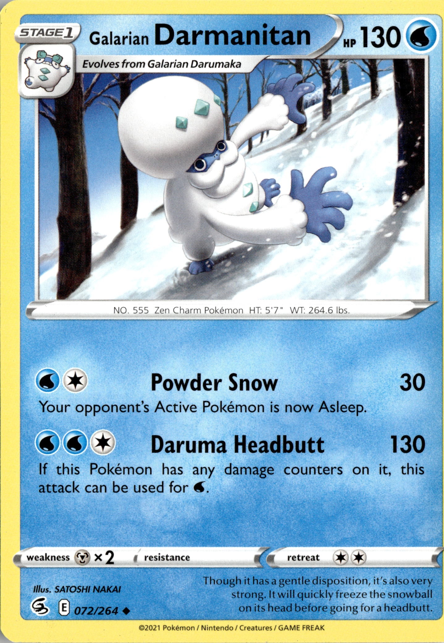 2021 Pokemon Sword And Shield Galarian Darmanitan graded slab