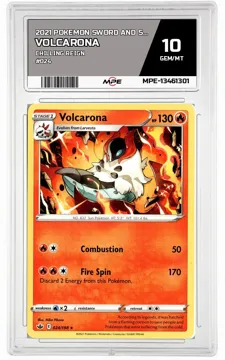 2021 POKEMON SWORD AND SHIELD CHILLING REIGN #024 Volcarona MPE 10 GEM/MT — graded card up for auction