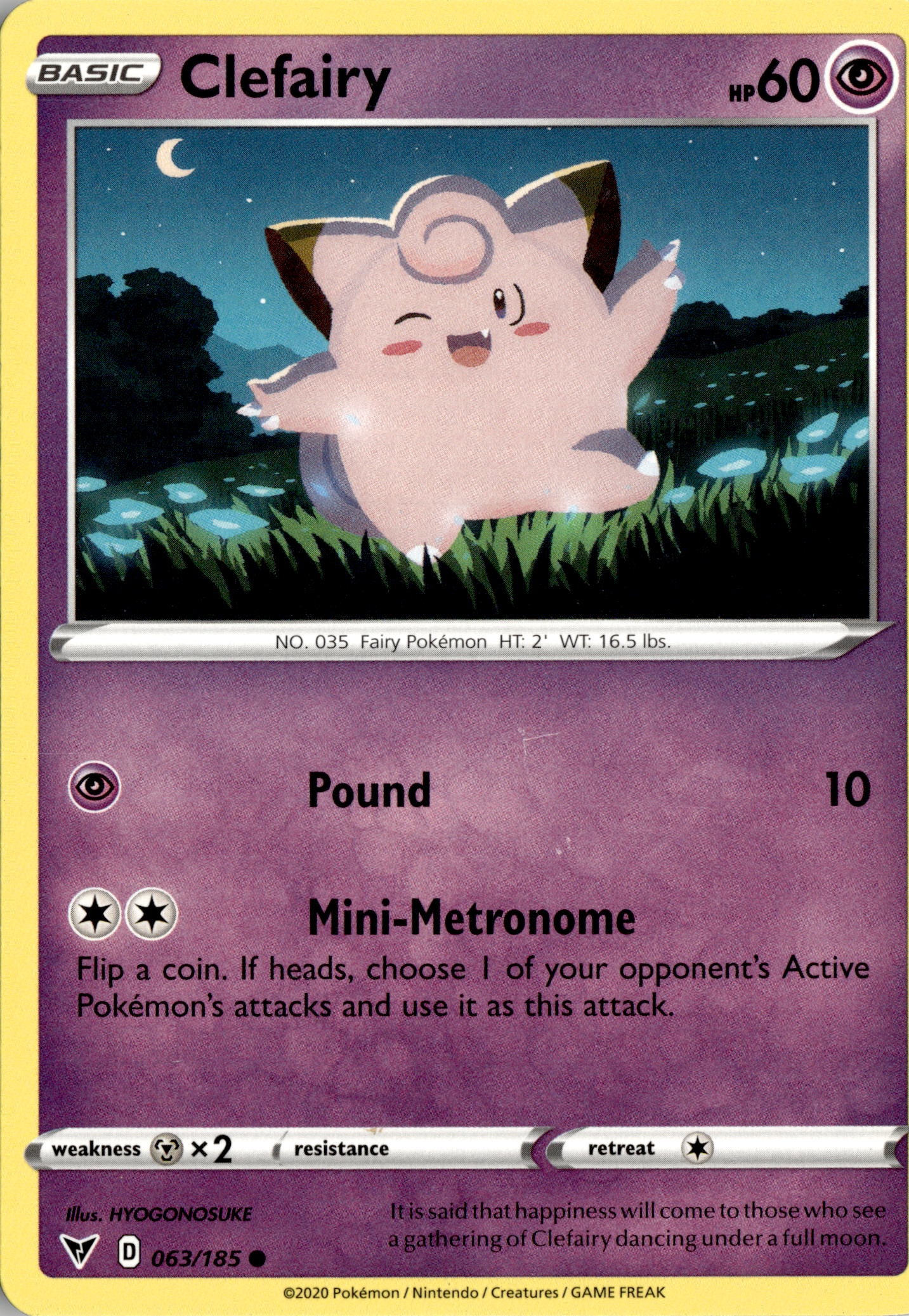 2020 Pokemon Sword And Shield Clefairy graded slab